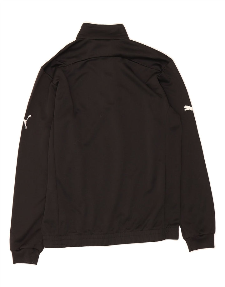 PUMA Boys Zip Neck Graphic Sweatshirt Jumper 13-14 Years Black Polyester Vintage Puma and Second-Hand Puma from Messina Hembry 