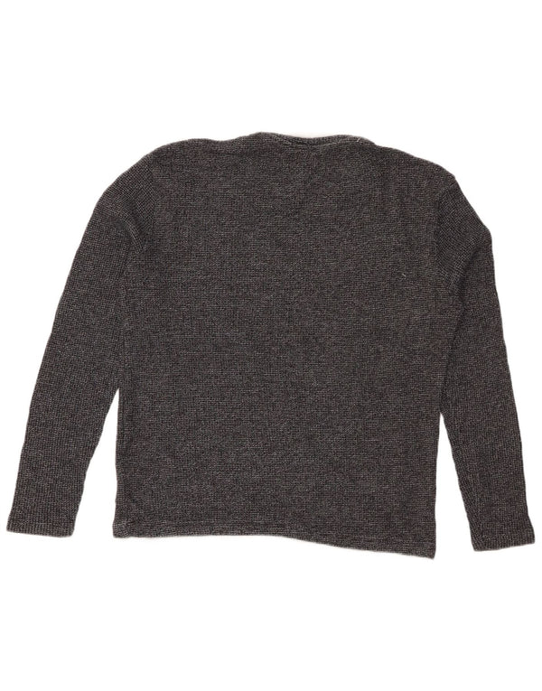 ZARA Womens Top Long Sleeve UK 14 Medium Grey Flecked Cotton