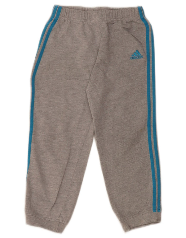ADIDAS Boys Tracksuit Trousers Joggers 3-4 Years Grey Cotton