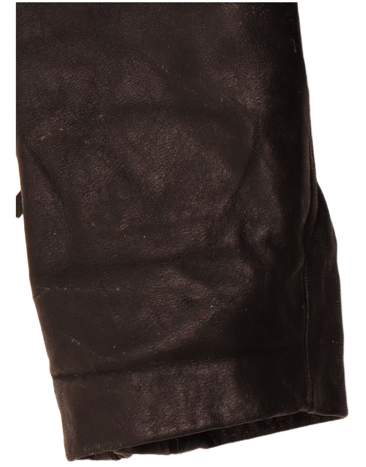 VINTAGE Womens Leather Biker Jacket UK 14 Medium Black Leather