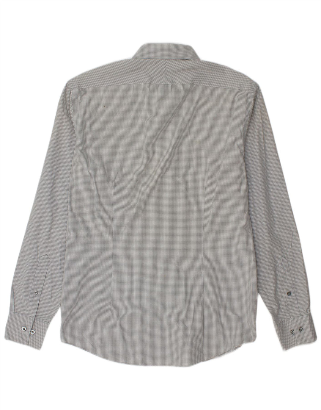 Calvin Klein Mens Slim Fit Shirt Size 39 15 1/2 Medium Grey Gingham Cotton