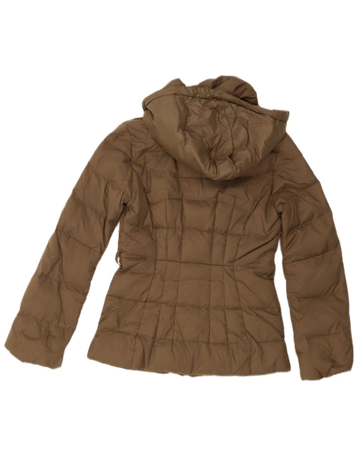 Benetton Womens Hooded Padded Jacket UK 2 2XS Khaki