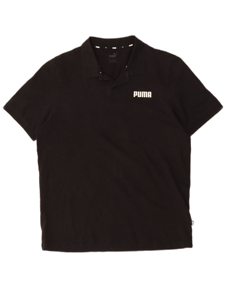 PUMA Mens Polo Shirt Large Black Cotton