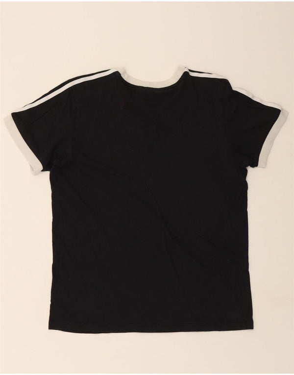 ADIDAS Womens T-Shirt Top UK 12 Medium Black Cotton