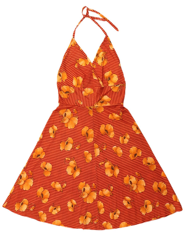 Vintage Womens Halter Dress UK 12 Medium Multicoloured Floral