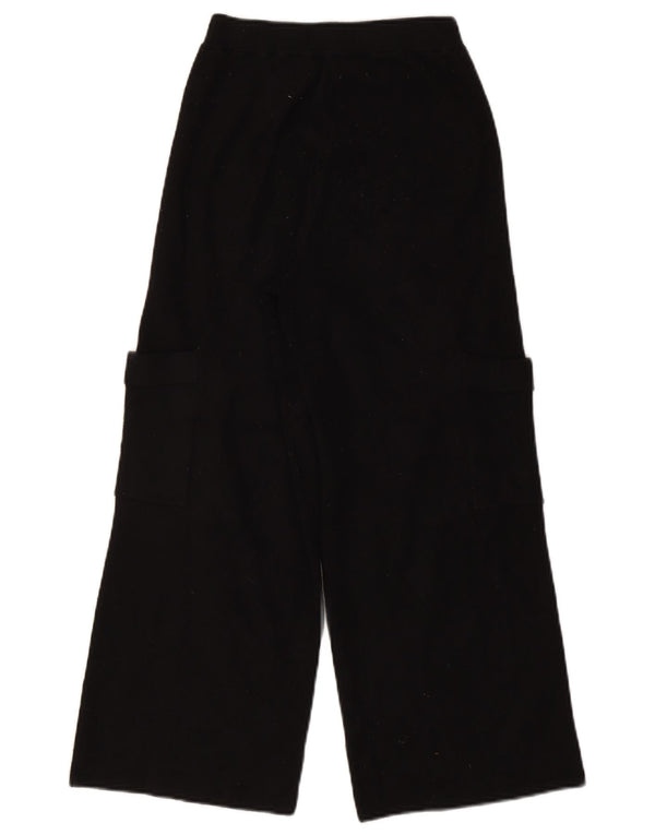 Zara Girls Wide Leg Knit Cargo Trousers 13-14 Years W24 L24 Black Viscose