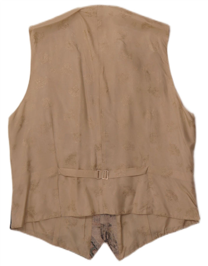 Julius Lang Mens Graphic Waistcoat IT 54 XL Beige Patchwork Viscose