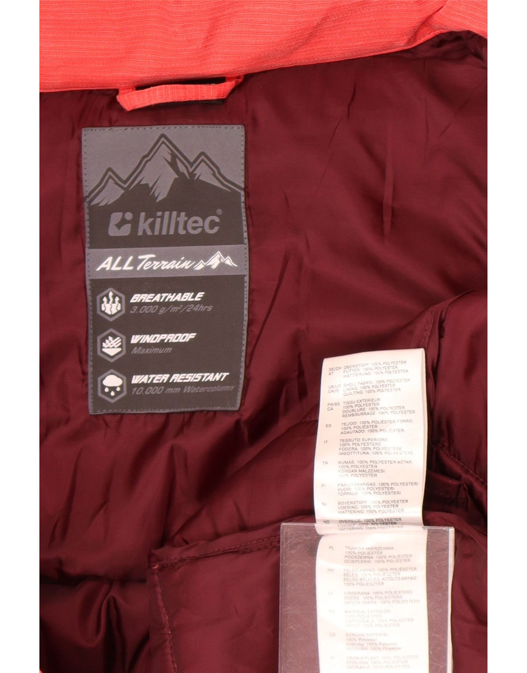 Killtec Womens Hooded Oversized Padded Jacket UK 18 XL Red Polyester