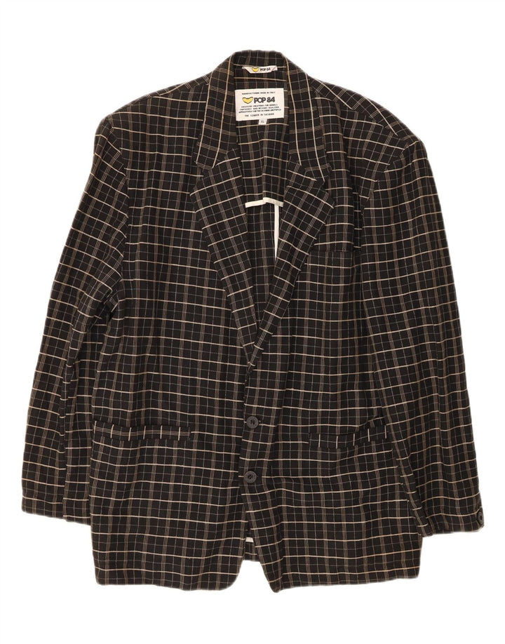 POP 84 Mens 2 Button Blazer Jacket UK 42 XL Black Check Vintage POP 84 and Second-Hand POP 84 from Messina Hembry 