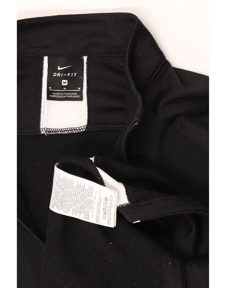 Nike Mens Dri Fit Zip Neck Sweatshirt Jumper Medium Black Colourblock