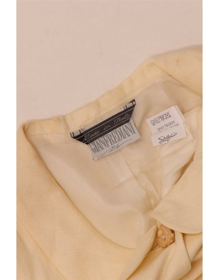 Gianfrediani Womens Short Sleeve 4 Button Blazer Jacket UK 16 Large Beige