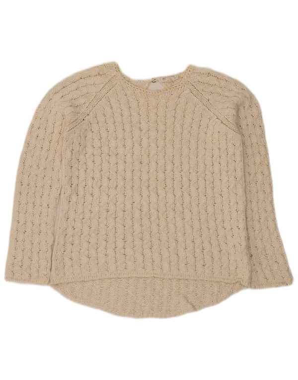 Zara Girls Crew Neck Jumper Sweater 11-12 Years Off White Cotton