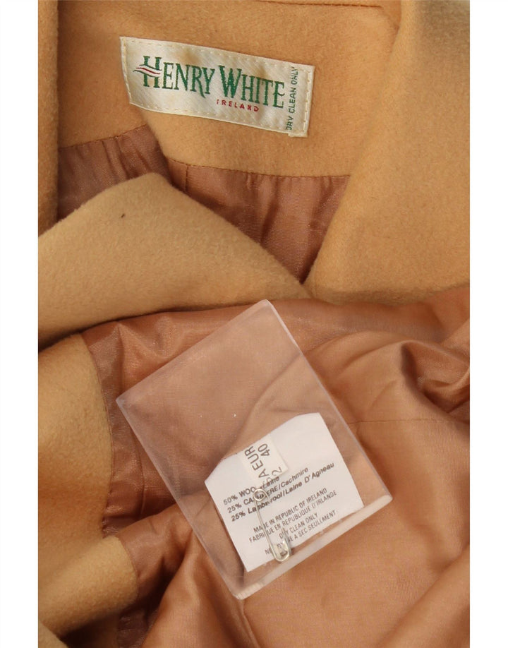 HENRY WHITE Womens 3 Button Blazer Jacket UK 14 Large Beige Wool