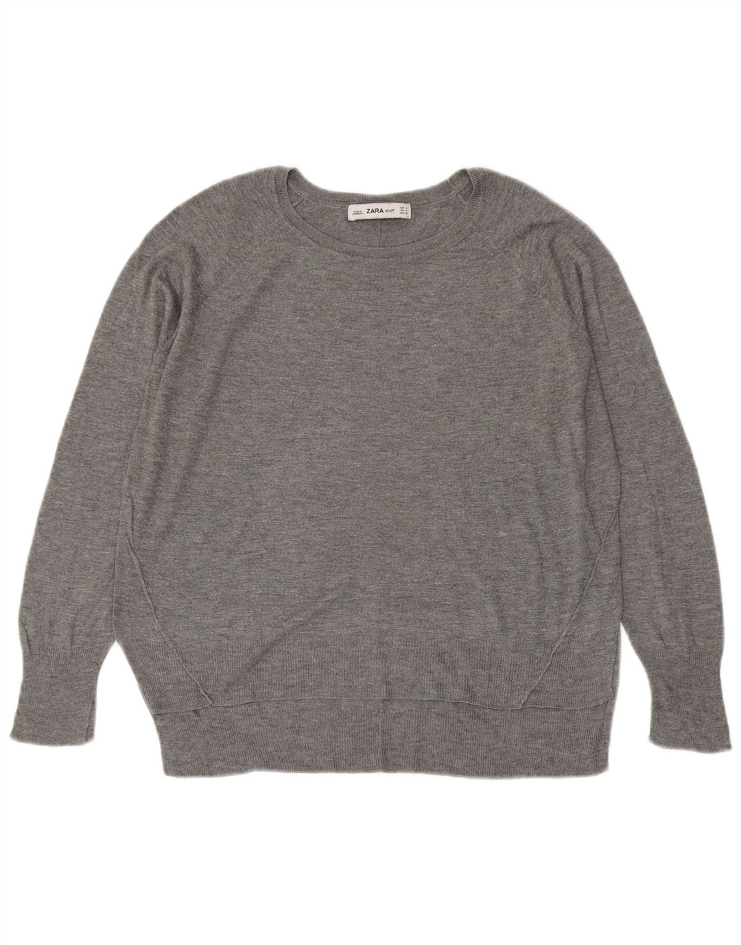 Zara Womens Boat Neck Jumper Sweater UK 14 Medium Grey