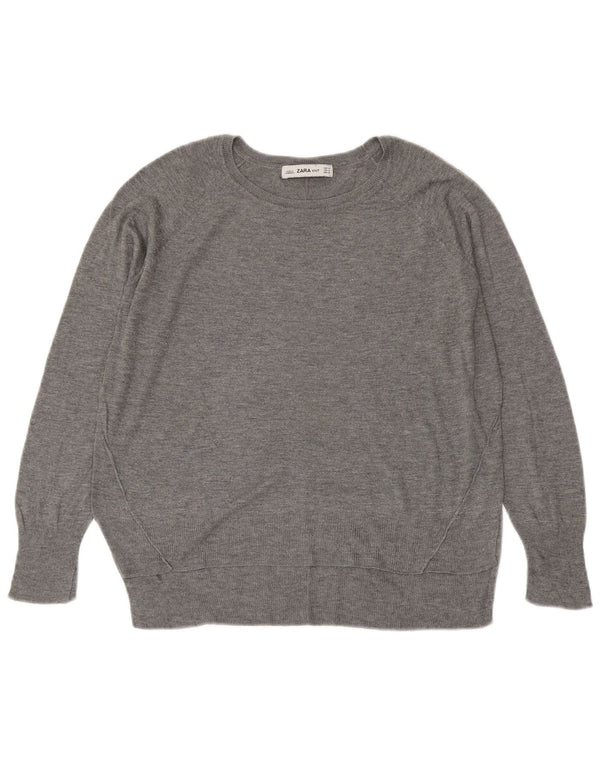 Zara Womens Boat Neck Jumper Sweater UK 14 Medium Grey