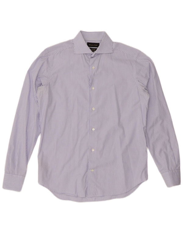 MASSIMO DUTTI Mens Shirt Size 15 38 Medium Blue Pinstripe Cotton