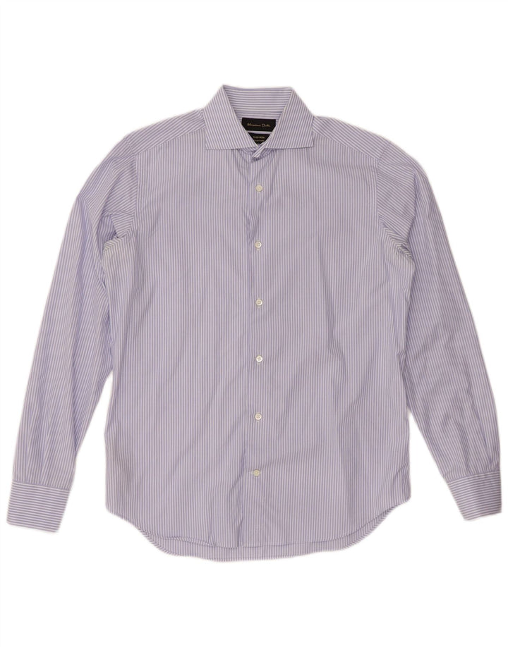 MASSIMO DUTTI Mens Shirt Size 15 38 Medium Blue Pinstripe Cotton