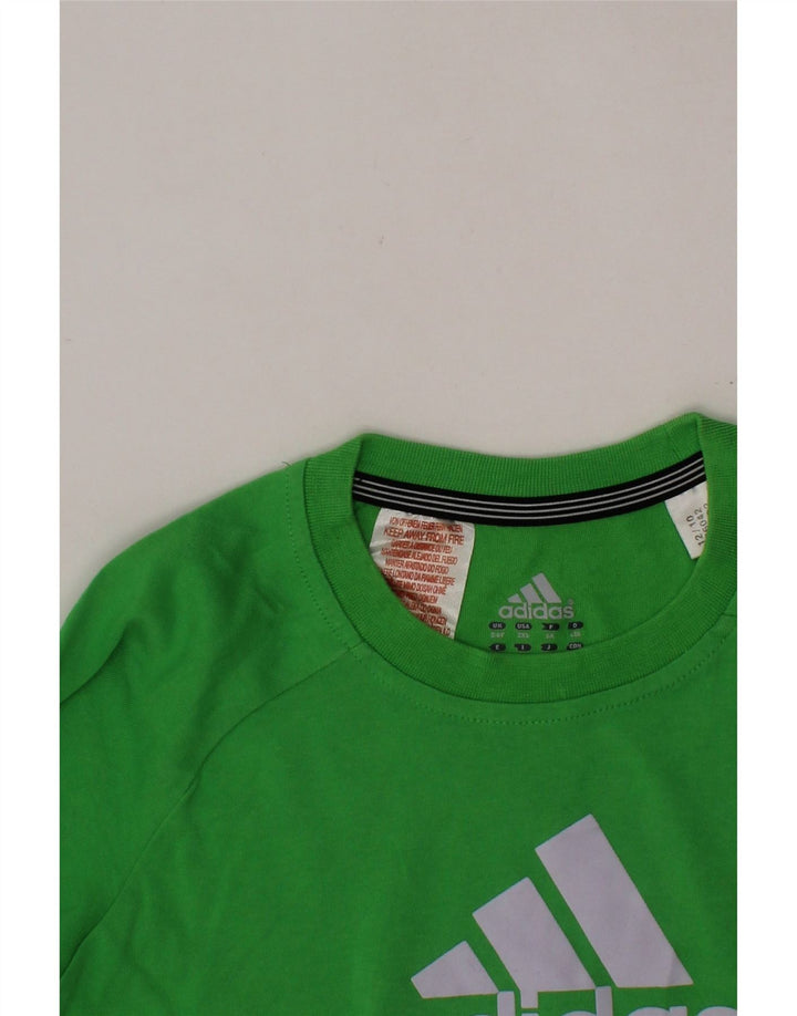 ADIDAS Boys Climalite Graphic T-Shirt Top 5-6 Years Green Cotton