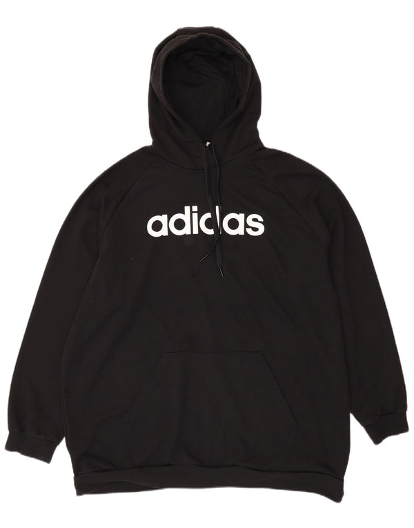 ADIDAS Womens Graphic Hoodie Jumper UK 24/26 2XL Black Cotton