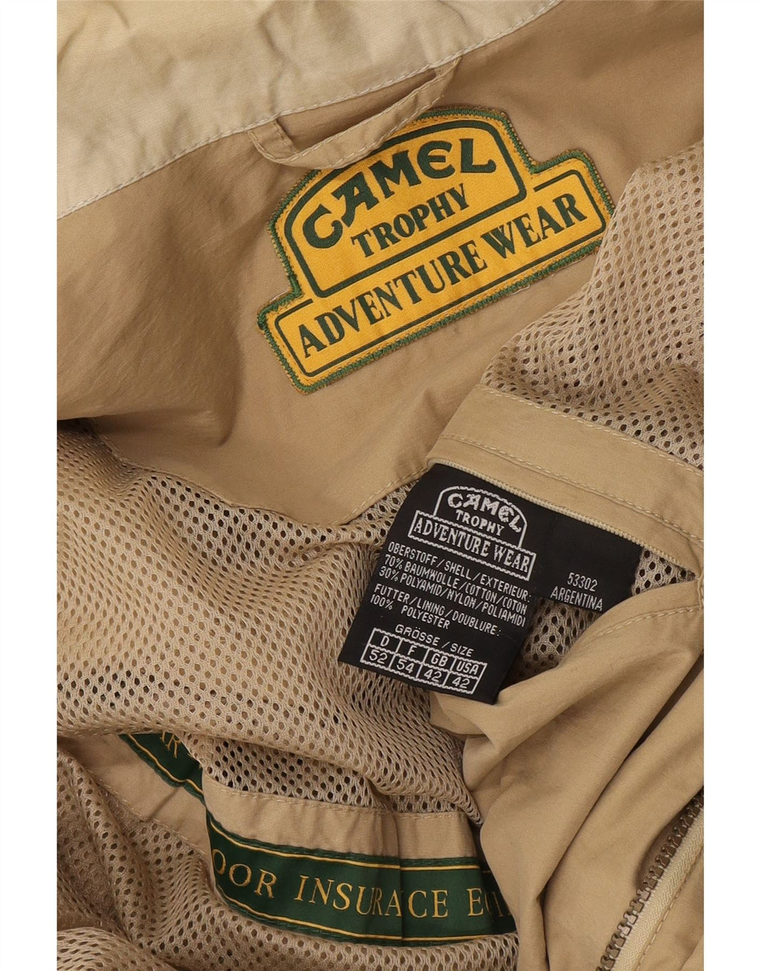 Camel Mens Hooded Utility Jacket UK 42 XL Beige Cotton