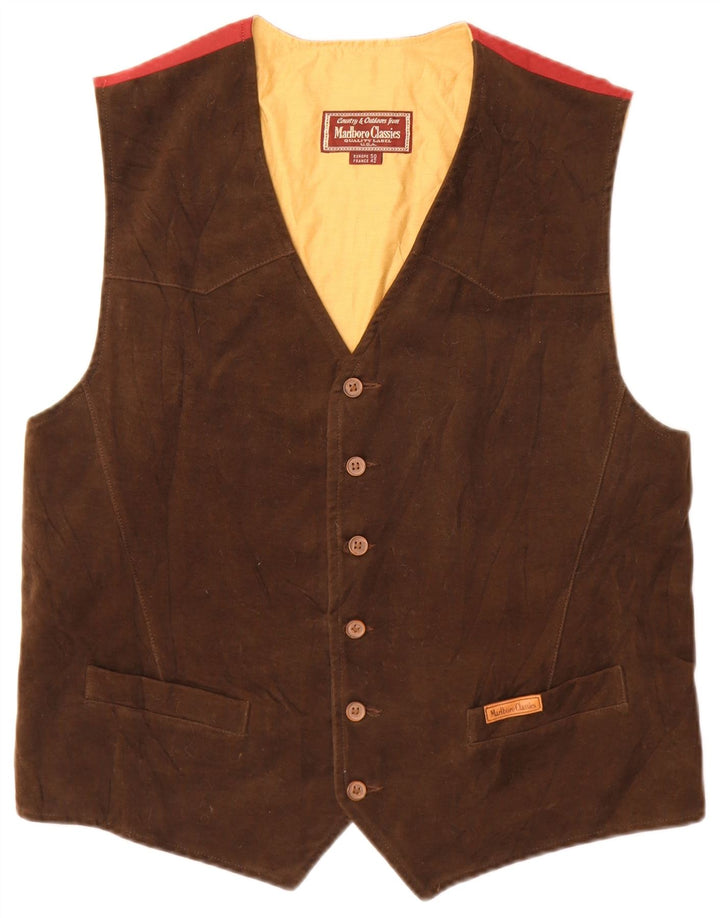 MARLBORO CLASSICS Mens Waistcoat EU 50 Medium Brown Cotton