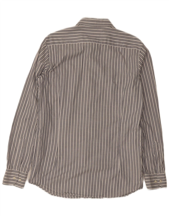 Massimo Dutti Mens Shirt Medium White Striped Cotton