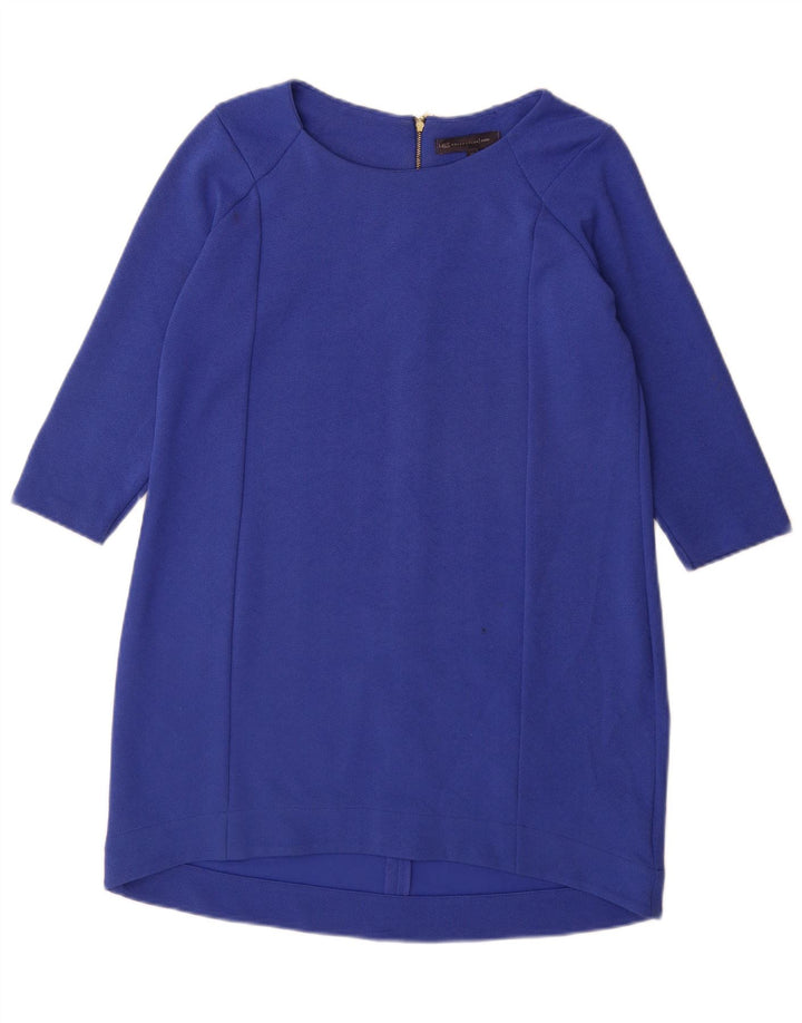 Marks & Spencer Womens Petite 3/4 Sleeve Shift Dress UK 12 Medium Blue