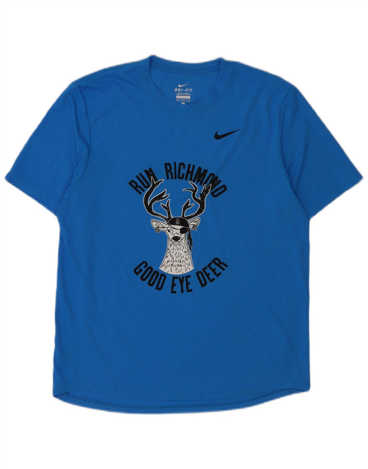 Nike Mens Dri Fit Graphic T-Shirt Top Medium Blue Polyester
