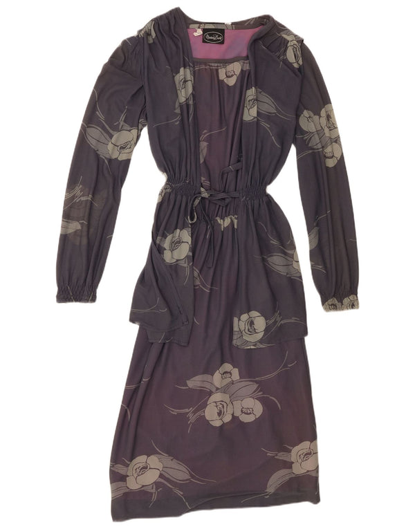 Vintage Womens Long Sleeve Maxi Dress EU 40 Medium Purple Floral