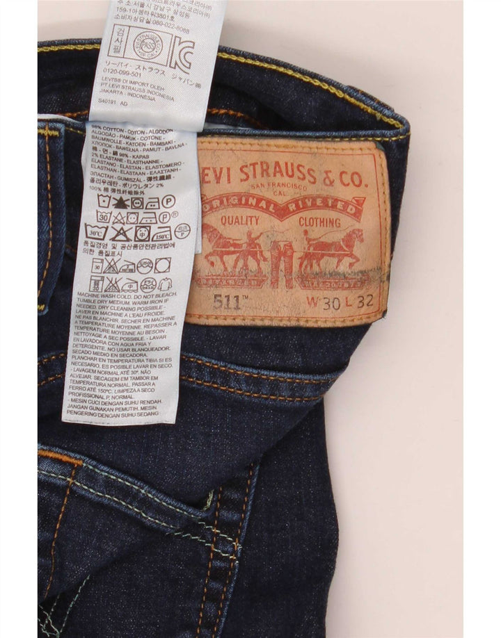 Levi's Mens 511 Slim Jeans W30 L32 Navy Blue Cotton