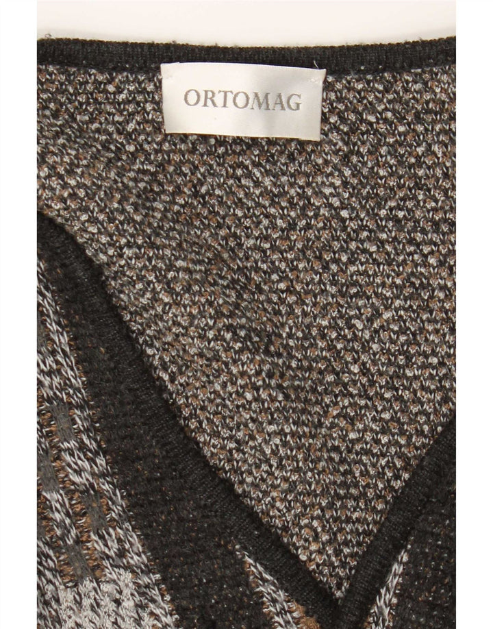 Vintage Mens Cardigan Sweater XL Black Geometric