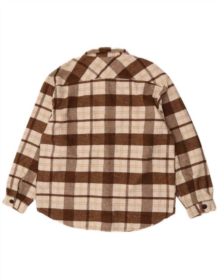 Jack & Jones Mens Flannel Shirt XL Brown Check Polyester
