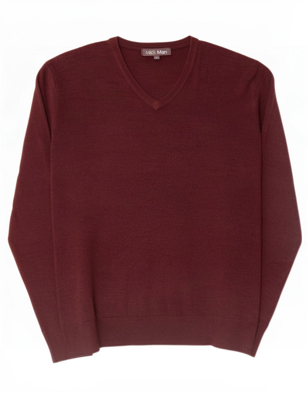 Marks & Spencer Mens V-Neck Jumper Sweater Medium Brown Acrylic