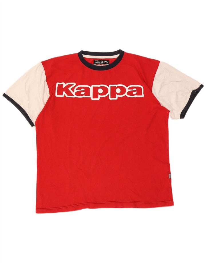 Kappa Mens Graphic T-Shirt Top Medium Red Colourblock Cotton