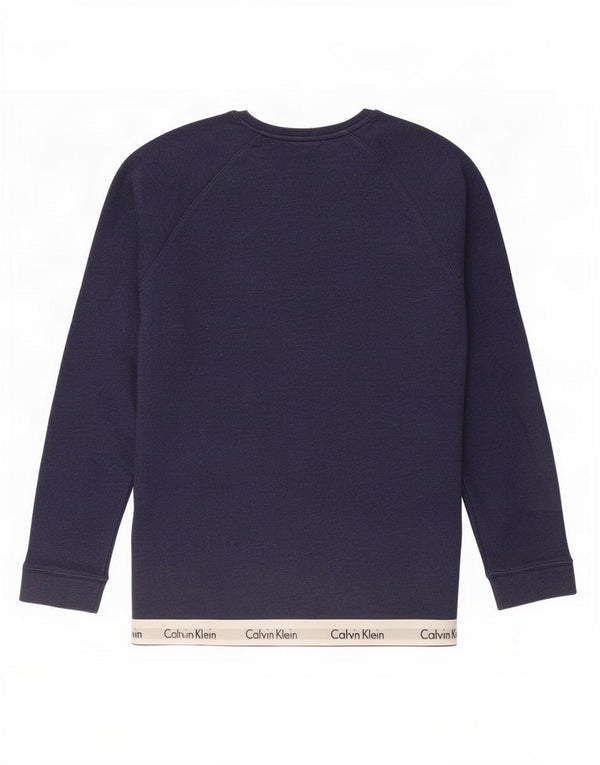 Calvin Klein Mens Graphic Sweatshirt Jumper Medium Navy Blue Colourblock