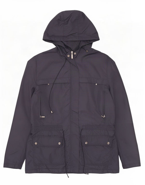 Zara Womens Hooded Parka Jacket UK 14 Medium Navy Blue Nylon