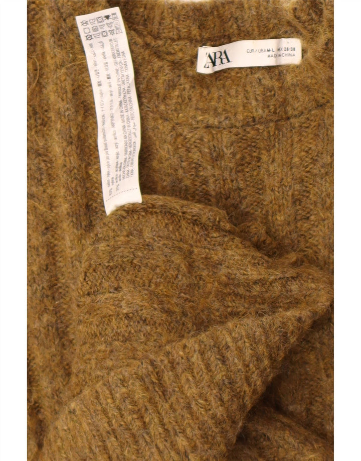 ZARA Womens Oversized Jumper Dress UK 14 Medium Khaki Nylon