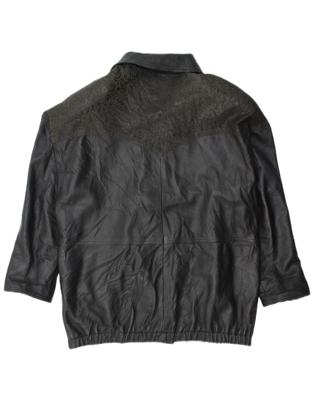 YUPPIE Womens Oversized Leather Jacket UK 18 XL Black Floral