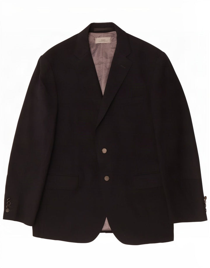 Marks & Spencer Mens 2 Button Blazer Jacket UK 42 Large Navy Blue Polyester