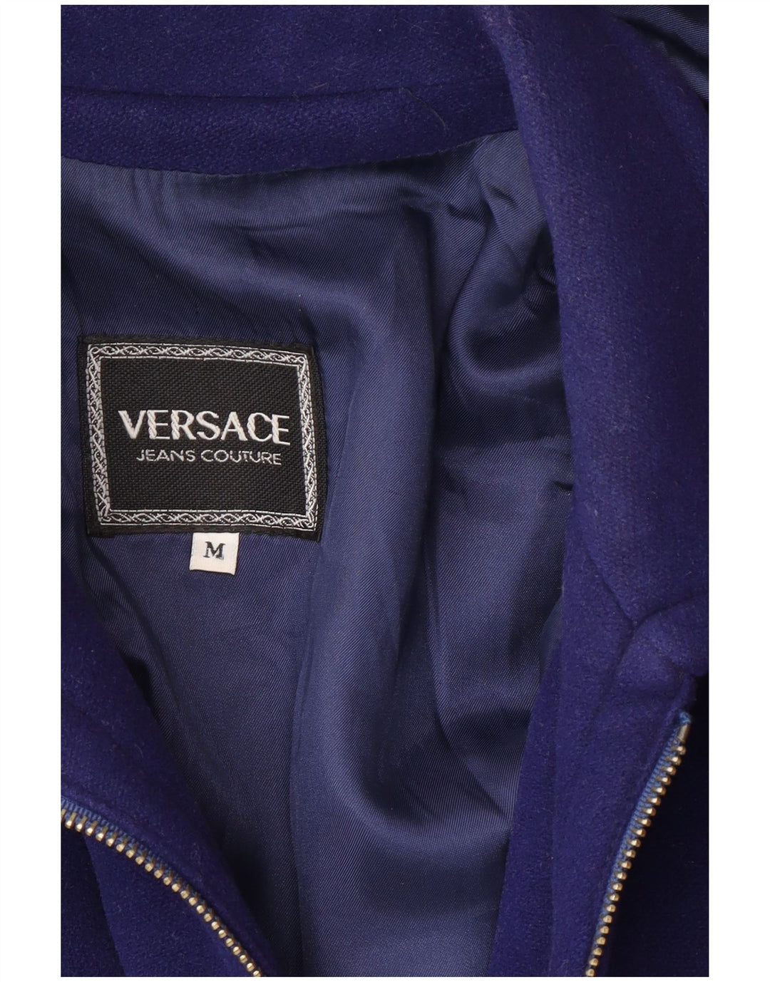 VERSACE Mens Hooded Duffle Coat UK 38 Medium Blue Wool Designer
