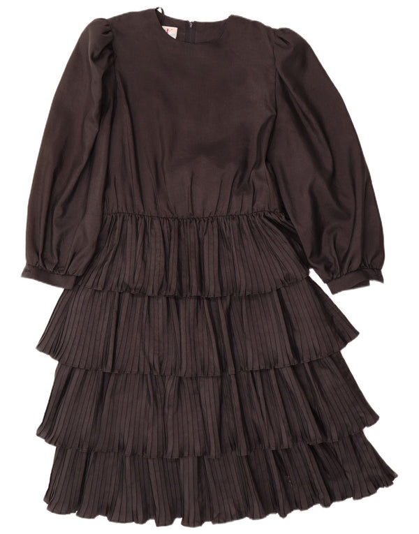 VINTAGE Womens Long Sleeve Tiered Dress EU 36 Small Black Polyester