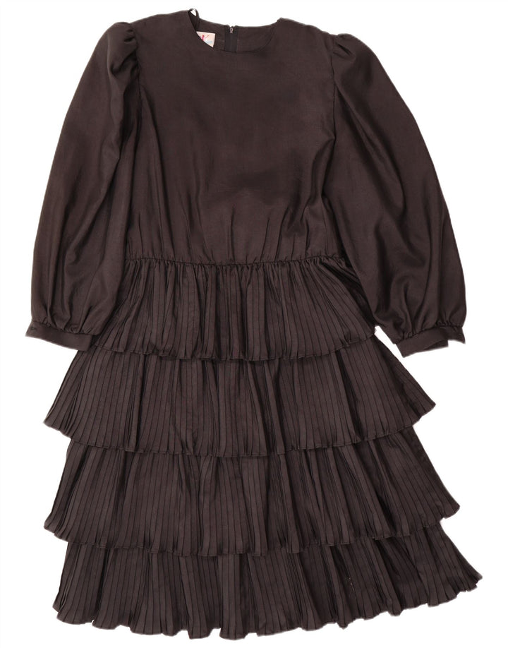 VINTAGE Womens Long Sleeve Tiered Dress EU 36 Small Black Polyester