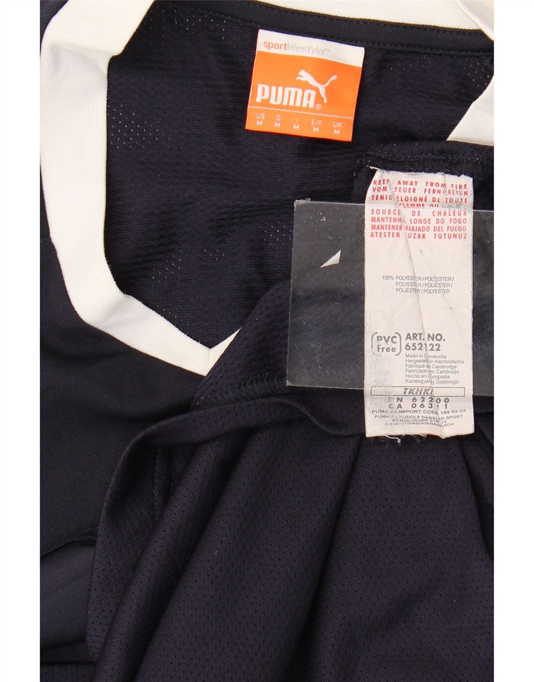 PUMA Mens Graphic T-Shirt Top Medium Navy Blue Colourblock Polyester