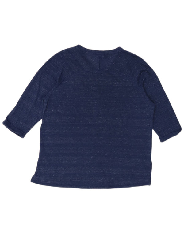 Marks & Spencer Womens Top 3/4 Sleeve UK 14 Medium Blue Flecked Polyester
