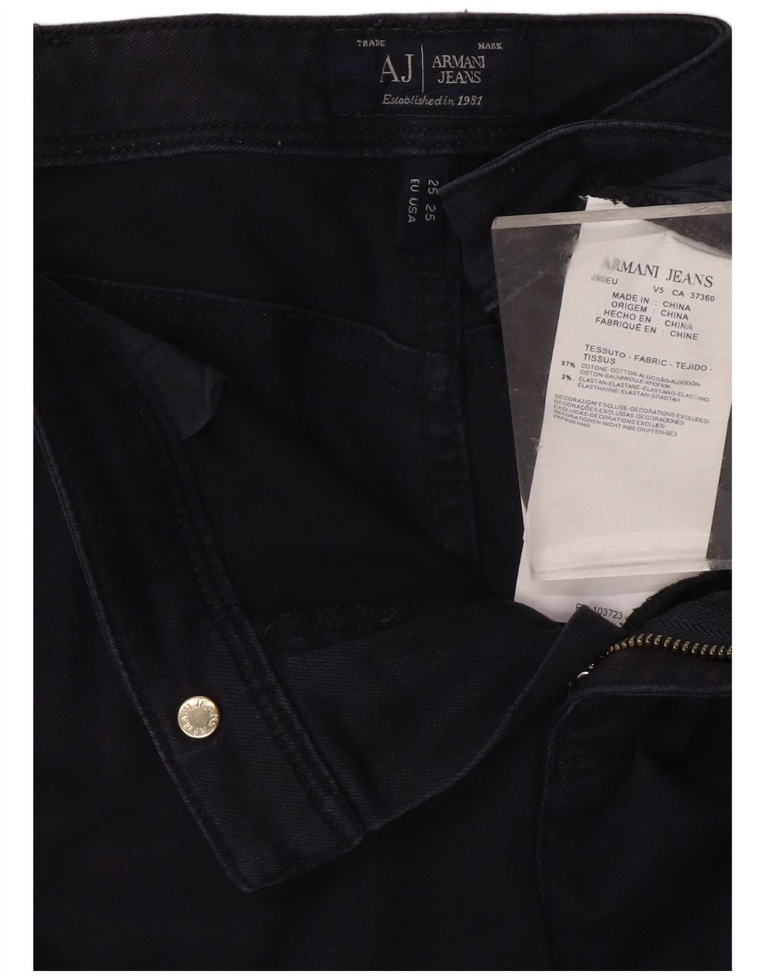 ARMANI Womens Slim Cropped Jeans W25 L25  Navy Blue Cotton Vintage Armani and Second-Hand Armani from Messina Hembry 