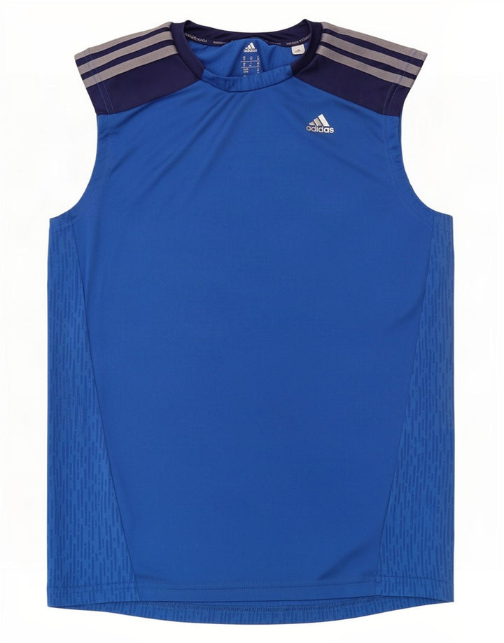 Adidas Mens Climacool Vest Top Medium Blue Colourblock Polyester