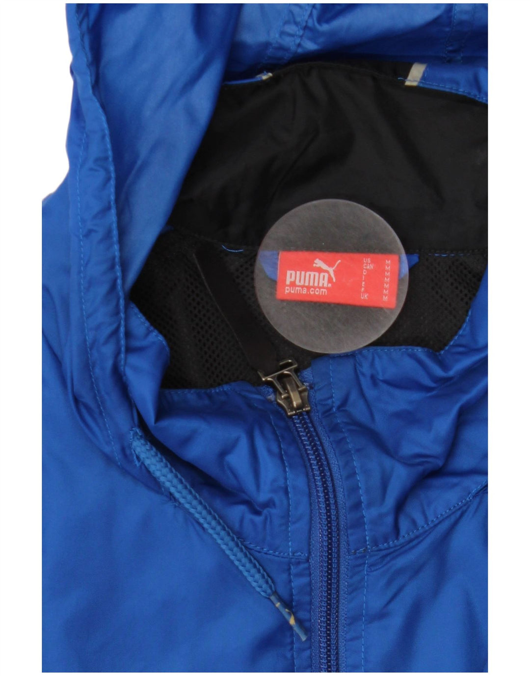 PUMA Mens Hooded Rain Jacket UK 38 Medium Blue Colourblock