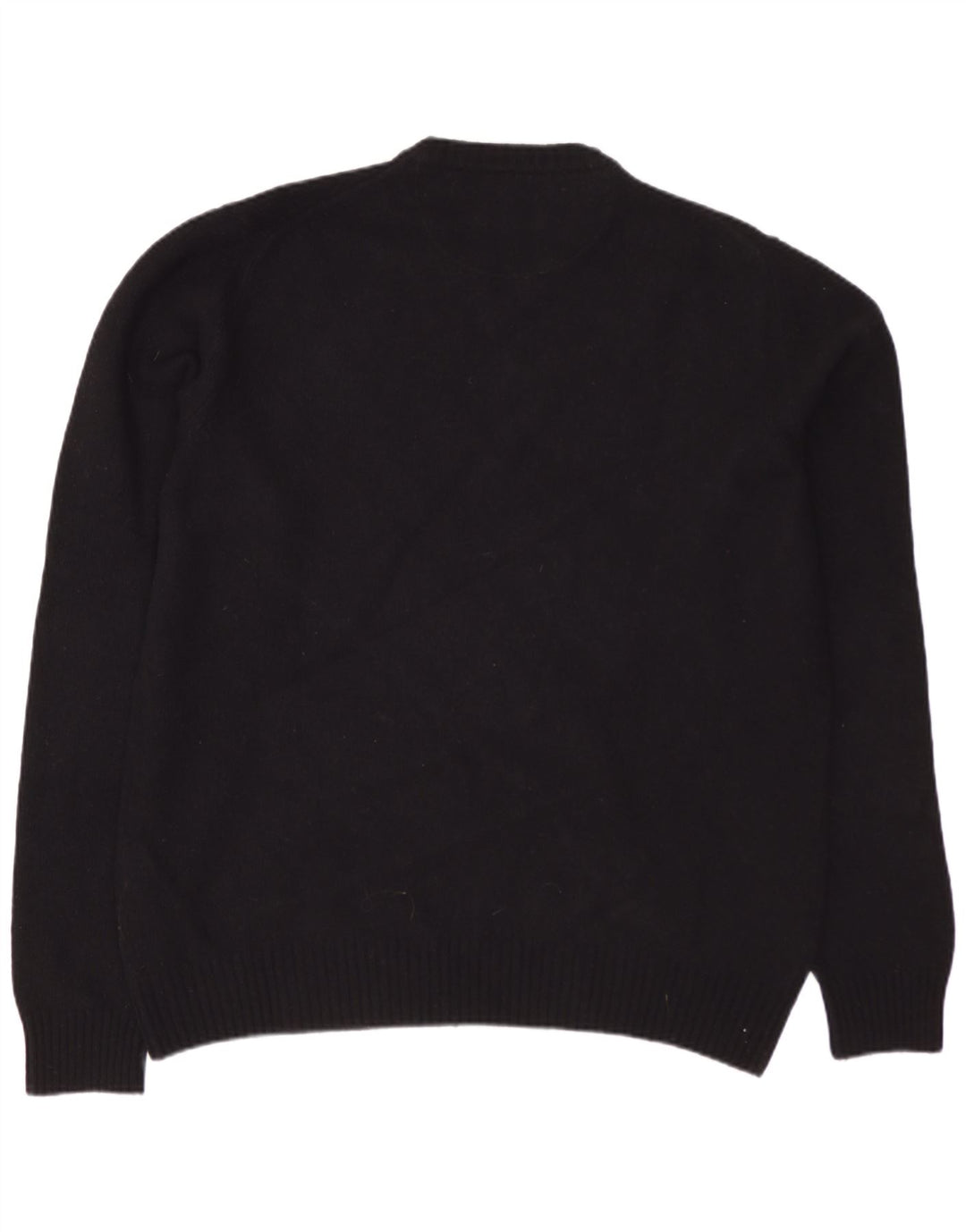 TRUSSARDI JEANS Mens V-Neck Jumper Sweater Large Black Wool