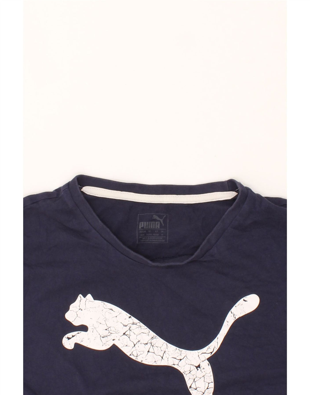 PUMA Mens Graphic T-Shirt Top Medium Navy Blue Cotton Vintage Puma and Second-Hand Puma from Messina Hembry 