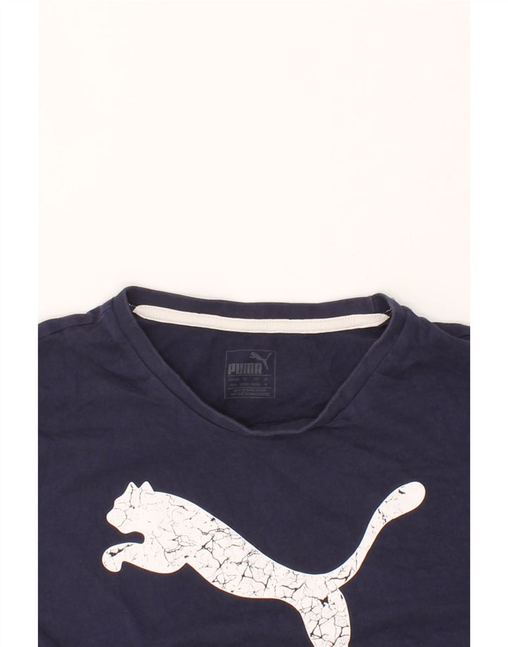 PUMA Mens Graphic T-Shirt Top Medium Navy Blue Cotton Vintage Puma and Second-Hand Puma from Messina Hembry 